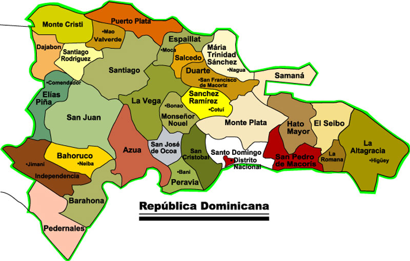 Resultado de imagen para mapa geografico de las provincias de república dominicana